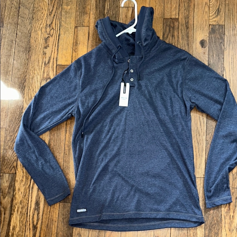Men’s Blue Long Sleeve Shirt with Hood